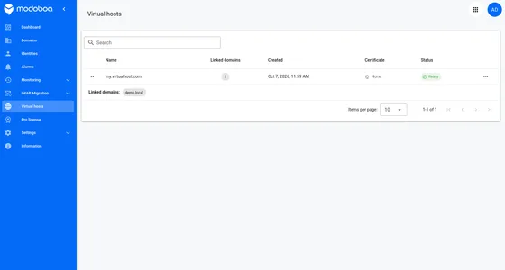 Virtual host listing